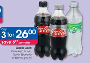 Coca-Cola Coke Zero, Fanta, Sprite, Sparletta Or Stoney-3 x 440ml