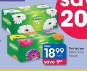 Twinsaver 2 Ply Facial Tissues-Each