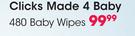 Clicks Made 4 Baby 480 Baby Wipes-Per Pack