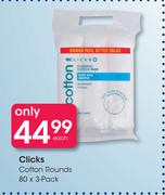 Clicks Cotton Rounds 3 Pack-80's Each