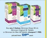 Herbex Slimmers Drops-50ml, Slimmers Original 30 Tablets Or Slimmers For Men 60 Tablets-Each
