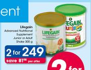 Lifegain Advanced Nutritional Supplement Junior Or Adult Shake-2 x 300g