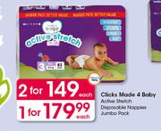 Clicks Made 4 Baby Active Stretch Disposable Nappies Jumbo Pack-Each