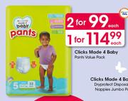 Clicks Made 4 Baby Pants Value Pack-Each
