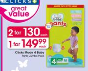 Clicks Made 4 Baby Pants Jumbo Pack-Each