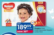 Huggies Gold Unisex Disposable Nappies Jumbo Pack-Per Pack