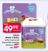 Clicks Made 4 Bbay Softly Cushioned Disposable Nappies Newborn-Per Pack