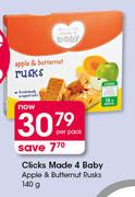 Clicks Made 4 Baby Apple & Butternut Rusks-140g Per Pack