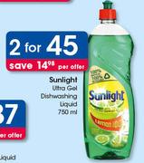 Sunlight Ultra Gel Dishwashing Liquid-2 x 750ml