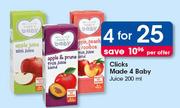 Clicks Made 4 Baby Juice-4 x 200ml