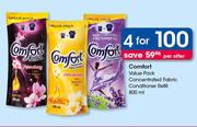 Comfort Value Pack Concentrated Fabric Conditioner Refill-4 x 800ml
