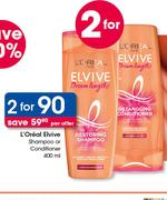 0 L'Oreal Elvive Shampoo Or Conditioner-2 x 400ml