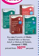 Clicks Multivit Men Women, Adult Or Mature 60 Tablets-Per Pack