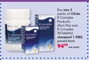 Clicks B Complex Products(Excl. Pay Less B Complex 30 Tablets)-Per Pack