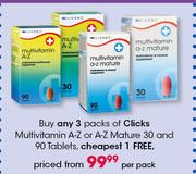 Clicks Multivitamin A-Z Or A-Z Mature 30 & 90 Tablets-Per Pack