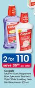 Colgate Total Pro Gum,Peppermint Blast,Spearmint Blast & Optic White Sparesh Mint Mouthwash-2x500ml