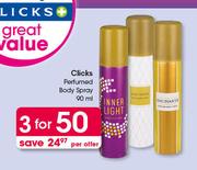 Clicks Perfumed Body Spray-3x90ml