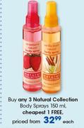 Natural Collection Body Sprays 150ml-Each