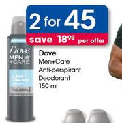 Dove Men+Care Anti Perspirant Deodorant -2 x 150ml