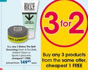 Below The Belt Grooming Fresh & Dry Balls, Instant Clean Or Sports Lubricants-Each