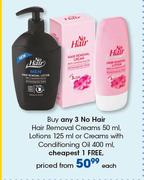 No Hair Hair Removal Creams 50ml, Lotions 125ml Or Creams With Conditioning Oil 400ml-Each