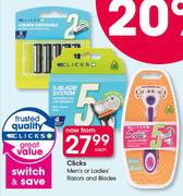 Clicks Men's Or Ladies Razors And Blades-Each
