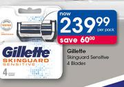 0Gillette Skinguard Sensitive 4 Blades-Per Pack