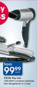 Clicks Pay Less 1200 Watt Compact Hairdryer Hair Straightener Or Curler-Each
