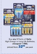 Varta High Energy Or Long Life Batteries-Per Pack