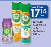 Airwick Refill-250ml Or Air Fresheners-280ml Each