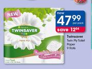 Twinsaver Twin Ply Toilet Paper 9 Rolls-Per Pack