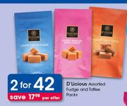 D'Licious Assorted Fudge And Toffee Packs- For 2 Per Offer