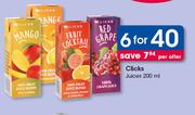 Clicks Juices 200ml-For 6 Per Offer