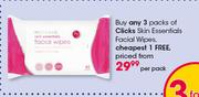 Clicks Skin Essentials Facial Wipes-Per Pack