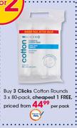 Clicks Cotton Rounds-3 x 80 Pack-Per Pack