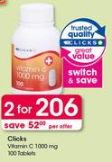 Clicks Vitamin C 1000mg Tablets-2X100's