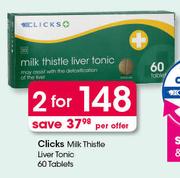Clicks Milk Thistle Liver Tonic Tablets-2X60's