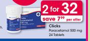 Clicks Paracetamol 500 mg 24 Tablets-For 2