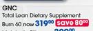GNC Total Lean Dietary Supplement Burn 60-Per Pack