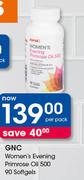 GNC Women's Evening Primrose Oil 500 90 Softgels-Per Pack