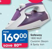 Safeway 1800Watt Ceramic Steam & Spray Iron-Each