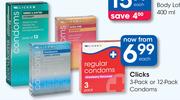 Clicks 3 Pack Or 12 Pack Condoms-Each