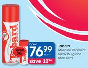 Tabard Mosquito Repellent Spray 150g And Stick 30ml-Each