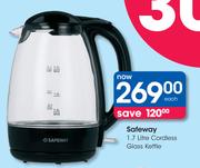 Safeway 1.7Ltr Cordless Glass Kettle-Each