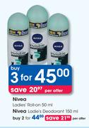 Nivea Ladies Roll On-3x50ml