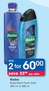Radox Body Wash Foam Bath-2x400ml / 500ml Per Offer