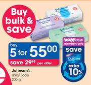 Jonhson's Baby Soap-5x200g Per Offer