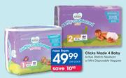 Clicks Made 4 Baby Active Stretch Newborn Or Mini  Disposable Nappies-Per Pack