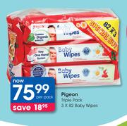 Pigeon Tripple Pack Baby Wipes-3x82 Per Pack