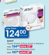 Avent Nipple Sheilds 2 Pack Small Or Medium-Per Pack